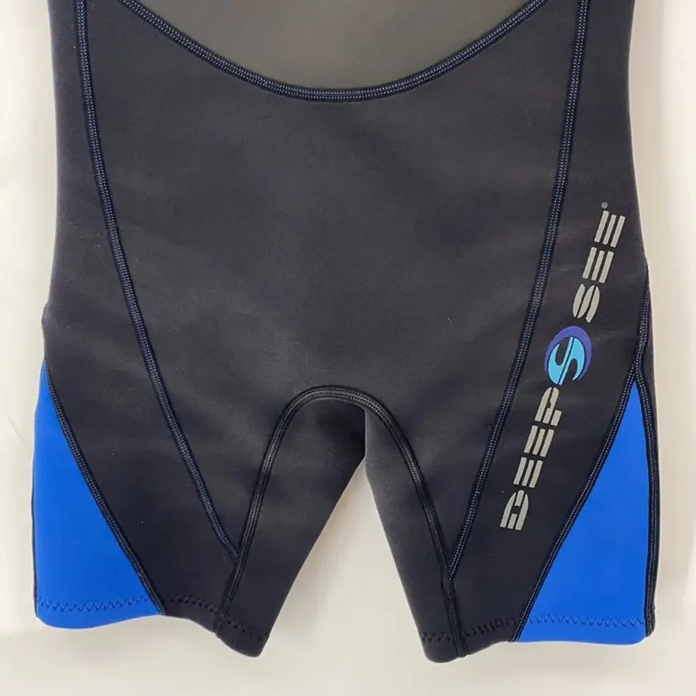 Deep See Boys Black & Blue Short Sleeve Wet Suit Size Large (10)